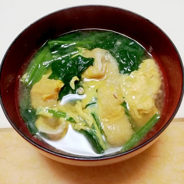 ほうれん草と油揚げの卵とじお味噌汁